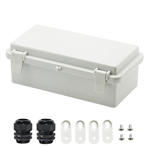 Zulkit Junction Box, ABS Plastic Dustproof Waterproof IP65 Electrical Boxes with 2 Cable Glands, 7.9 x 3.9 x 2.8 inch