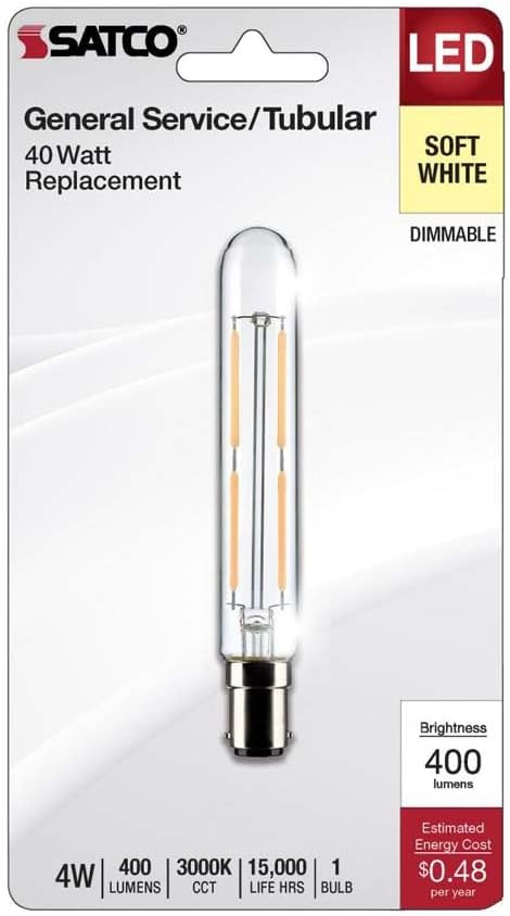 Satco 21861-4T6.5/LED/CL/930/120V/DC/1CD Tubular (S21861) Double Contact Bayonet Base Exit Light Bulb by Satco