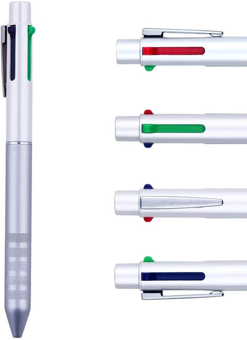 DUNBONG 4 In 1 Multi Color Pen, White, Black, Blue, Red, Green, Metal Gel Ballpoint Pen, 1 Count