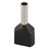 Baomain 100 Pack of AWG 16/1.5mm² Copper Crimp Connector Twin Insulated Ferrule Pin Cord End Terminal TE1508 Black