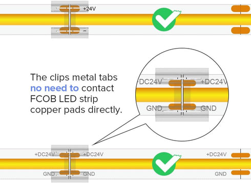 BTF-LIGHTING FCOB COB 50pcs 10mm Connector, Support FCOB 10mm Width 2 pin v+ v- Single Color LED Strip