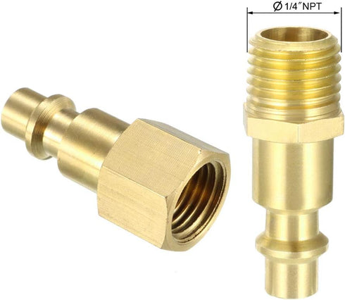 uxcell High-Flow Plug Assortment – Brass Quick Coupler Plug Air Hose Fitting Quick-Connect Fitting, 1/4" NPT, 5pcs