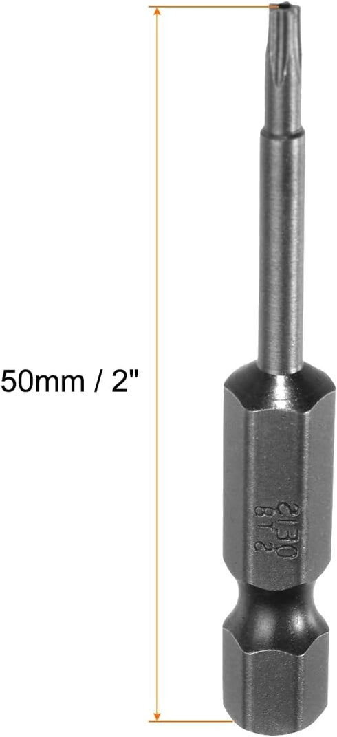 10ps TS8 Star 5 Point Screwdriver Bit 1/4" Hex Shank 2" Length Magnetic Security Torx Head Screw Driver Power Tool