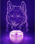 YTDZLTD 3D 16 Creative Wolf Night Light Colors Changing USB Power Remote Control Touch Switch Decor Lamp Optical