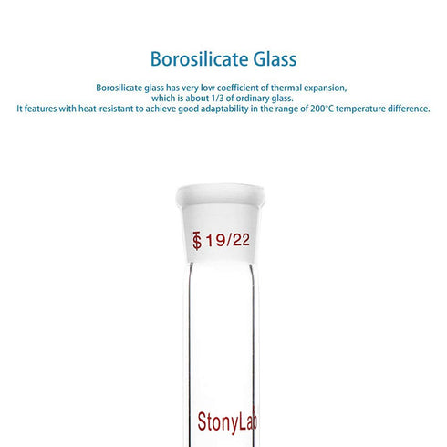stonylab Glass Straight Connecting Adapter, 90mm, 19/22 Outer Joint to 19/22 Inner Joint for Lab Supply