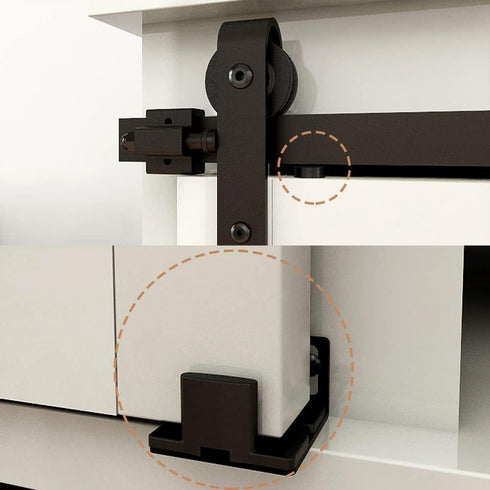 FLYVLIEG 4FT Super Mini Sliding Barn Door Hardware Kit for Single Door TV Stands Small Cabinets, J-Shaped Hanger (No