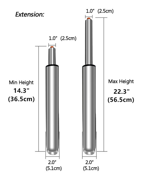 14" to 22" Long Adjustable Gas Lift Cylinder Tube for Office Chair Stool Replacement Parts,Heavy Duty Hydraulic Pneumatic Cylinder Shock Piston (8"Stroke)