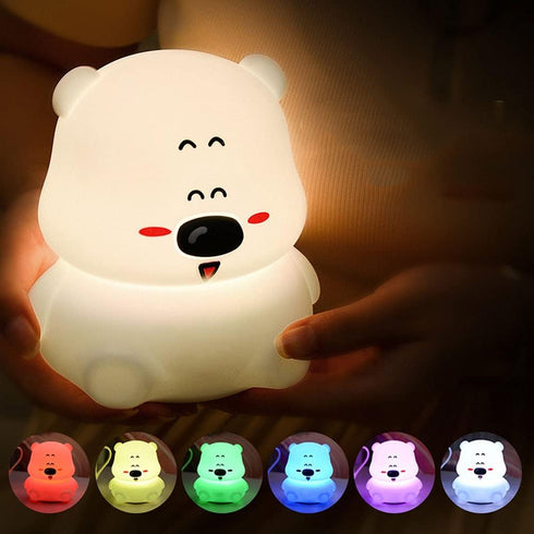 TTBDDDYH 7-Color LED Little Bear Night Lamp, Cute Animal Silicone Nursery Night Light with USB Charging Port Table Lamp