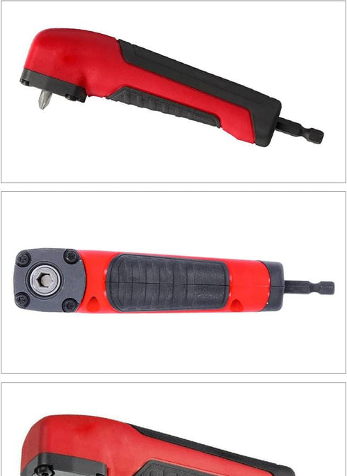 Right Angle Attachment for Electric Screwdriver, 90 Degree Corner Device, Shockwave Impact Duty (Red, Black)