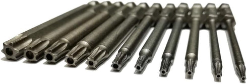 11 1/4 Inch T6 T7 T8 T9 T10 T15 T20 T25 T27 T30 T40 3 Inch S2 Set (11pcs 75mm YDLQWCZ Security Torx Bit Pieces Hex