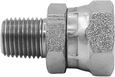 (2-PACK) 1404-04-06 Hydraulic Hose Adapter Fitting, 1/4" Male x 3/8" Female Swivel Carbon Steel