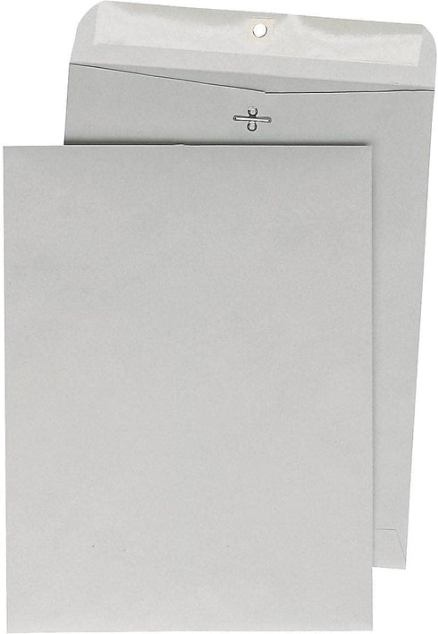 Quality Park Executive Gray Gummed Clasp Envelopes (QUA38610), 12 x 15.5 Inches