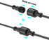 9.8FT Outdoor Extension Cord, 2 Core 2 Pin Black Plastics, IP65 T Shape Tee Connector for Landscape Lights