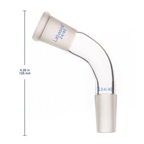 Glass 105 Degree Distillation Adapter, Borosilicate Bent Adapter with 24/40 Joints for Lab Supply