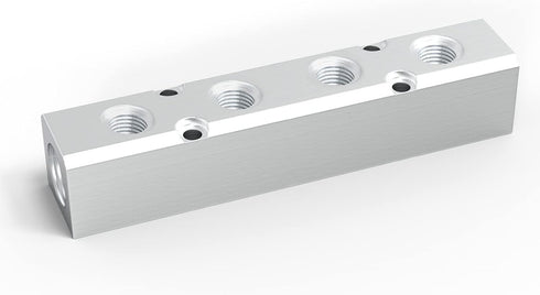 GASHER 2PCS Aluminum 4 Way 6 Port Pneumatic Manifold Air Distribution Block Splitter