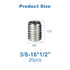 Juvielich 20 3/8-16 1/2" Set Set PCS x Screws,SAE Stainless Hex Allen Head Socket Screws Grub Screw Bolts Internal