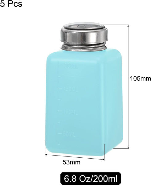 MECCANIXITY 200ml Solvent Alcohol Dispenser, Blue Push Down Pump for Acetone Cleanser, Makeup Remover, 5Pcs