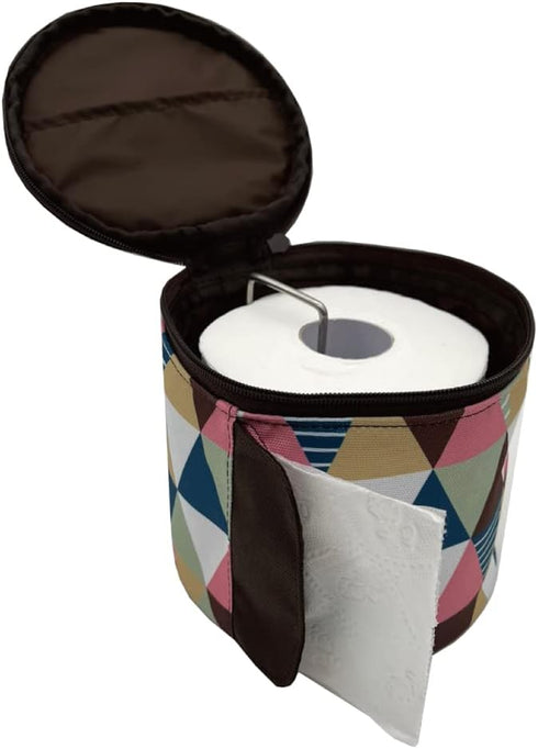 Olve Portable Toilet Paper Holder, Cat Proof Roll Tissue Dispenser, Foldable Storage Bag for Camping, Brown