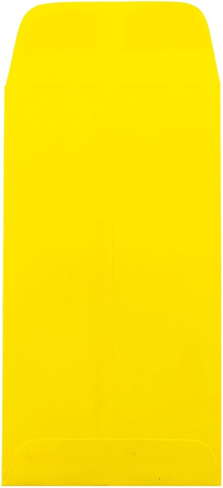 JAM PAPER #7 Coin Business Colored Envelopes - 3 1/2 x 6 1/2 - Yellow Recycled - 50/Pack by JAM Paper