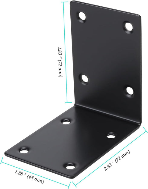 NINGWAAN 20 2.9 2.9 1.9 inch PCS L Corner Brackets, Stainless Steel Black Joint Right Angle Bracket, Corner Brace Shelf