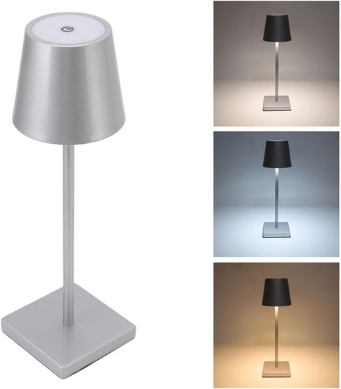 Dimmable TOPINCN, High Brightness LED Touch Modern Simple, Rechargeable Cordless for Restaurant Bar (Silver)