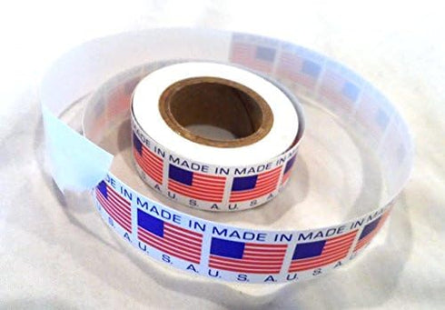 Made in USA Flag Self-Adhesive Labels, 5/8" x 5/8", 500 Roll