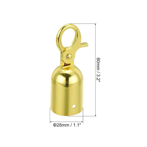 PATIKIL 1.1"x3.2" Stanchion Rope End Stopper, 6 Pack Cord End Caps Barrier Rope End Cap Snap Hooks for Crowd Control Queue Divider, Golden