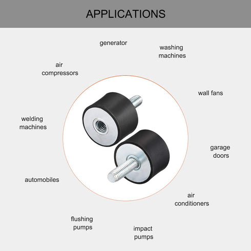 uxcell M8 Thread Male Female Rubber Mounts, Vibration Isolators, Shock Absorber 30mm x 20mm Black