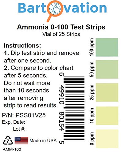 Ammonia Test Strips 0-100 ppm Vial of 25 Strips for Industrial Applications