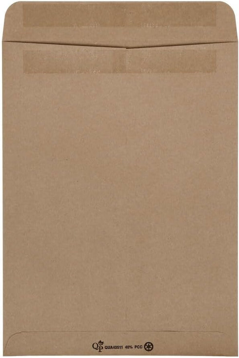 Quality Park 100% Recycled Kraft Catalog Envelope, Redi-Seal, Brown Kraft, 9 x 12 (43511)