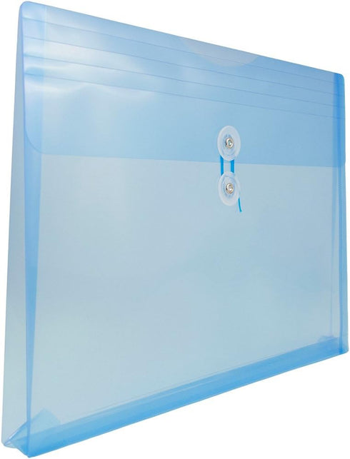 JAM PAPER Plastic Envelopes with Button & String Tie Closure, Blue, 12/Pack