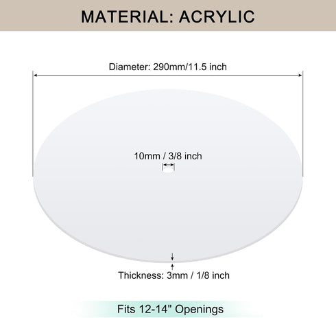 11.5" 3/8" 12-14" Round Lampshade Diffuser, Diameter with Center Hole Diffuser Lamp Shade for Drum Style Lampshades