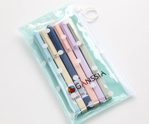 New Solid Color Gel Ink Pens, 0.5mm Point Square Body Gel Pen for Writing Signature, Pack of 6pcs