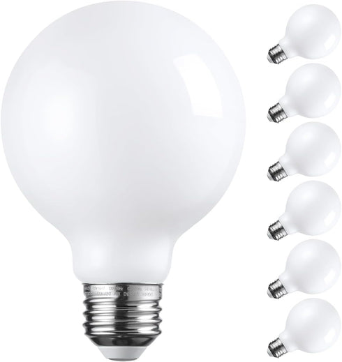 TORCHSTAR G25 Globe Light Bulbs LED Dimmable, Round Frosted Vanity Light Bulb