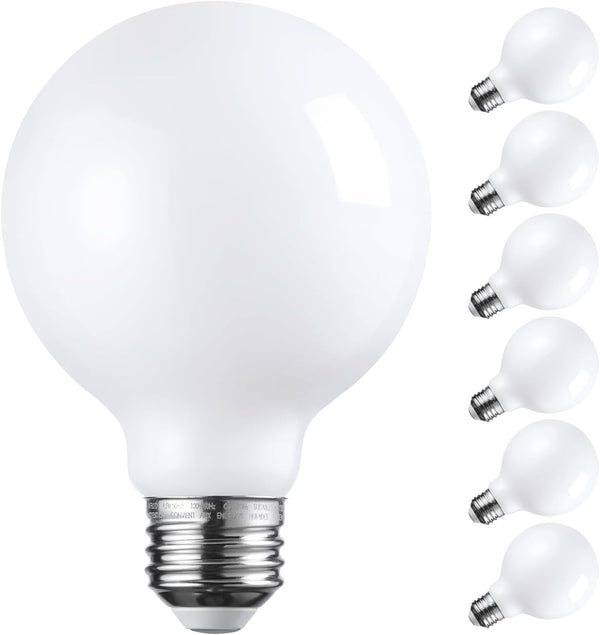 TORCHSTAR G25 Globe Light Bulbs LED Dimmable, Round Frosted Vanity Light Bulb
