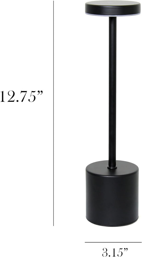 LD1083-BLK 12.75" Dimming 4-Way Simple Designs Mushroom Magic Disc & Rechargeable Cordless Touch Sensor Stick Desk
