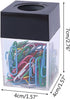 Pink Magnetic Paper Clip Dispenser Holder, Clear Acrylic Organizer with Magnetic Top for Cute Office Supplies