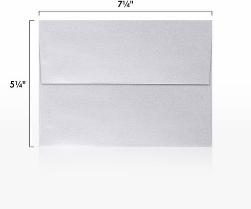 LUXPaper Silver Metallic A7 Invitation Envelopes | Peel & Press | 5 1/4" x 7 1/4" | 80lb Text | 50 Qty