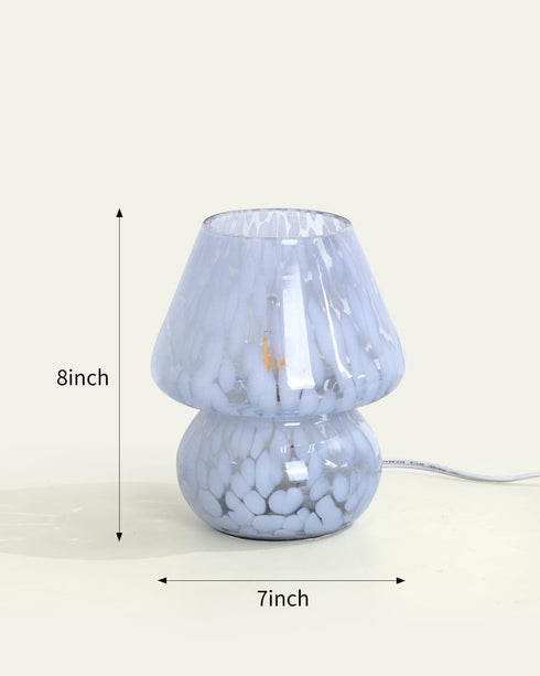 Dimmable ONEWISH Mushroom Lamp Small Bedside Table Lamp-Nightstand Nightlight Stepless, Translucent Glass Desk Lamp