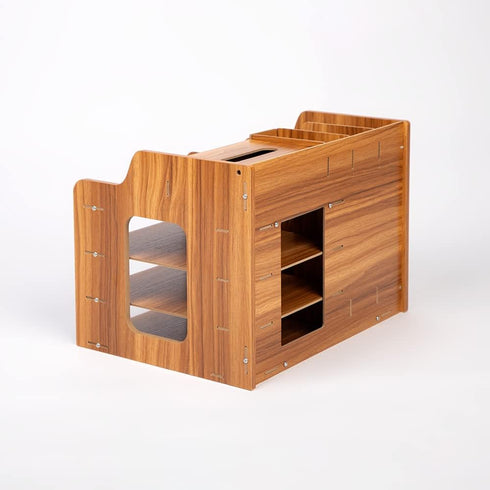 Wooden Desk Organizer - Multifunctional Home Office Art Supplies Organizer, Easy to Assemble (Light MDF Panel)