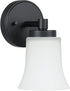 XiNBEi Lighting Wall Sconce, 1 Light Black Glass Vanity Light for Bathroom & Hallway, Model XB-W1235-1-MB