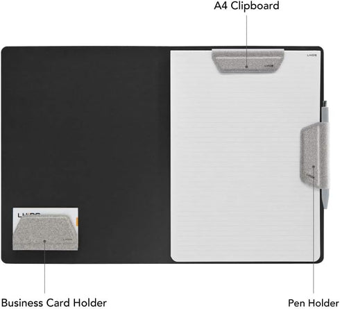 LHiDS Creative Magnetic Business Portfolio - A4 Padfolio Organizer with Clipboard, Card Holder, Grey