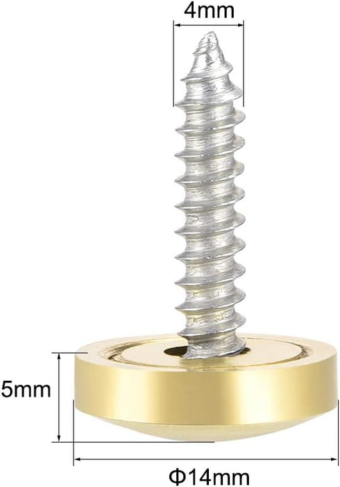 uxcell Mirror Screws Decorative Caps, Polished Gold Cover Nails, 14mm, 8pcs