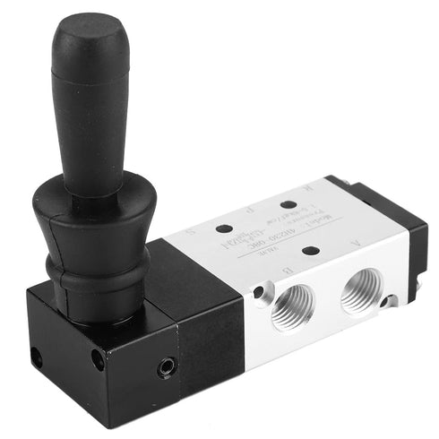 Pneumatic Manual Control Valve 5 Port 3 Position Hand Lever Valve, 0~0.8Mpa, Solenoid Valve (Inlet PT1/4, Exhaust G1/8)