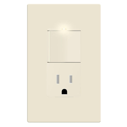 LIDER Matte Finish Lighted Combination Decorator Switch and Tamper-Resistant Receptacle with Screwless