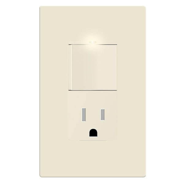 LIDER Matte Finish Lighted Combination Decorator Switch and Tamper-Resistant Receptacle with Screwless
