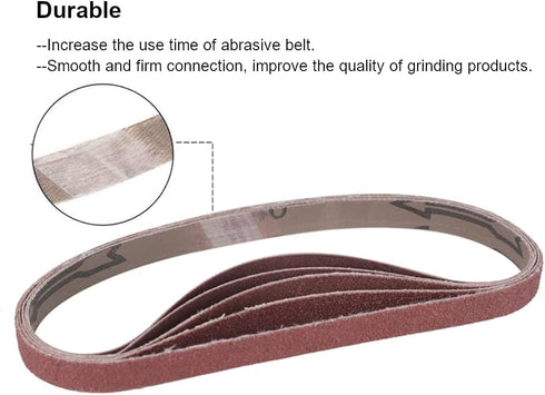1/2 inch x 18 inch Sanding Belts - 20 Pack Fine Grits for Woodworking, Metal Polishing