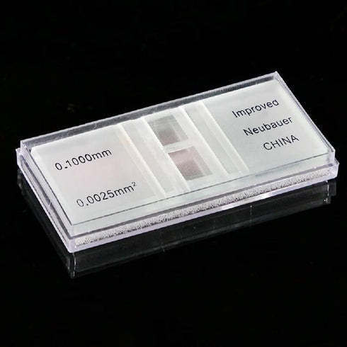 Improved Neubauer Hemocytometer Blood Cell Count Plate, Glass Microscope Slide Coverslip Counting Chambers