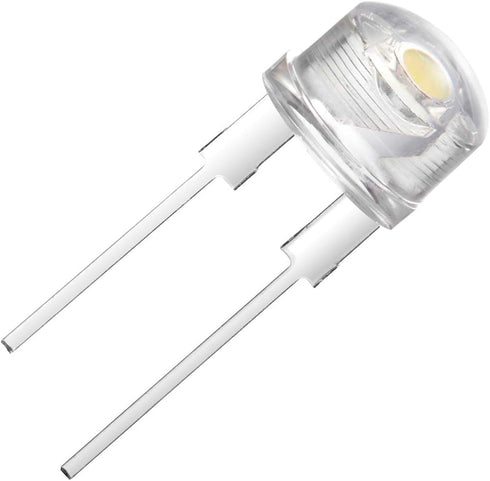 CHANZON 50 pcs 8mm White LED Diode Lights (Straw Hat Clear Transparent DC 3V 250mA) for Electronics Components