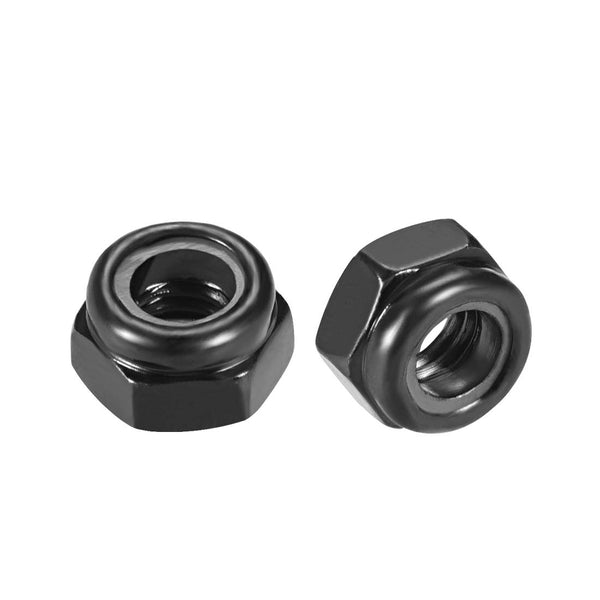uxcell Hex Lock Nuts - M5 x 0.8mm Carbon Steel Self-Locking Nuts for Fasteners, 50Pcs Black